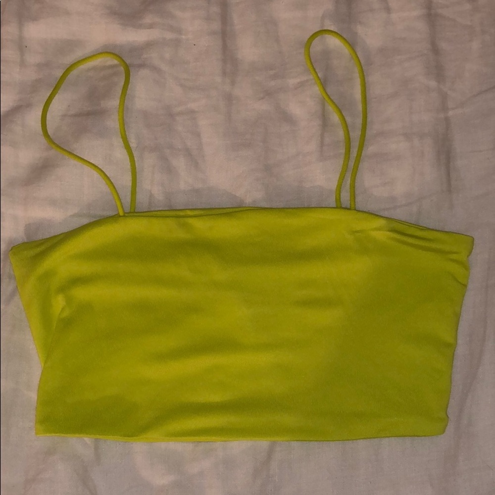 Neon lime green cropped tank top